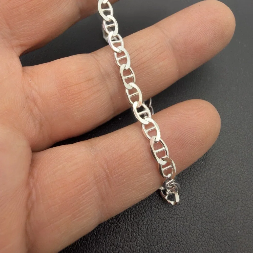 Vtg Vior Italy 925 Sterling Silver Mariner Link Chain Bracelet 8.25